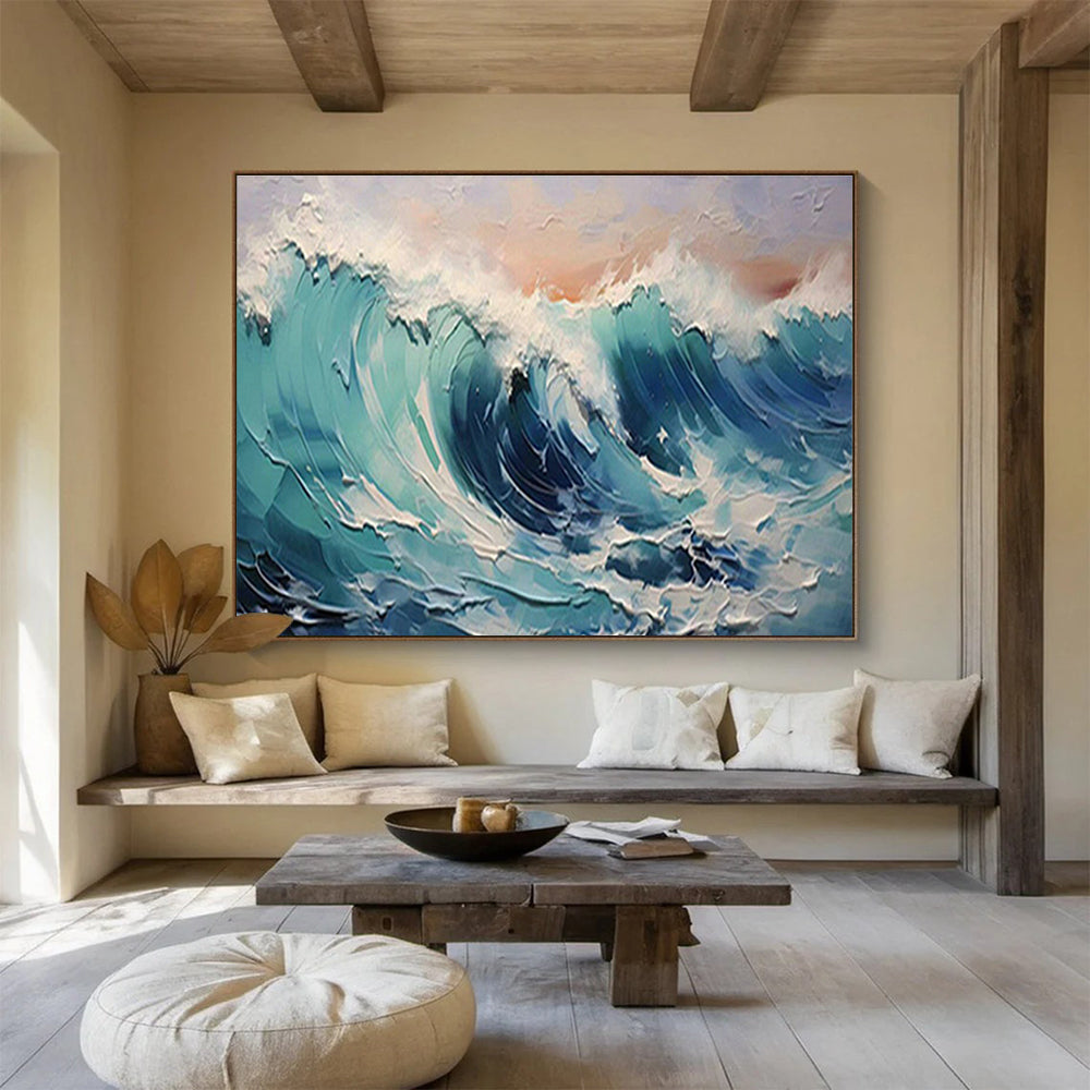 Oversized Custom Hand-Painted Abstract Art for Antarctic Marine Mammal Satellite Tagging Operations Base DLZ3063